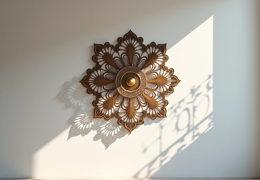 Mandala decorativo en metal cortado con láser